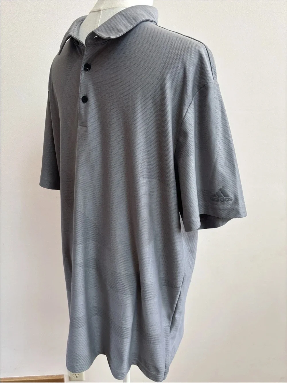 Adidas Golf Polo Shirt XL Gray Geometric Performance